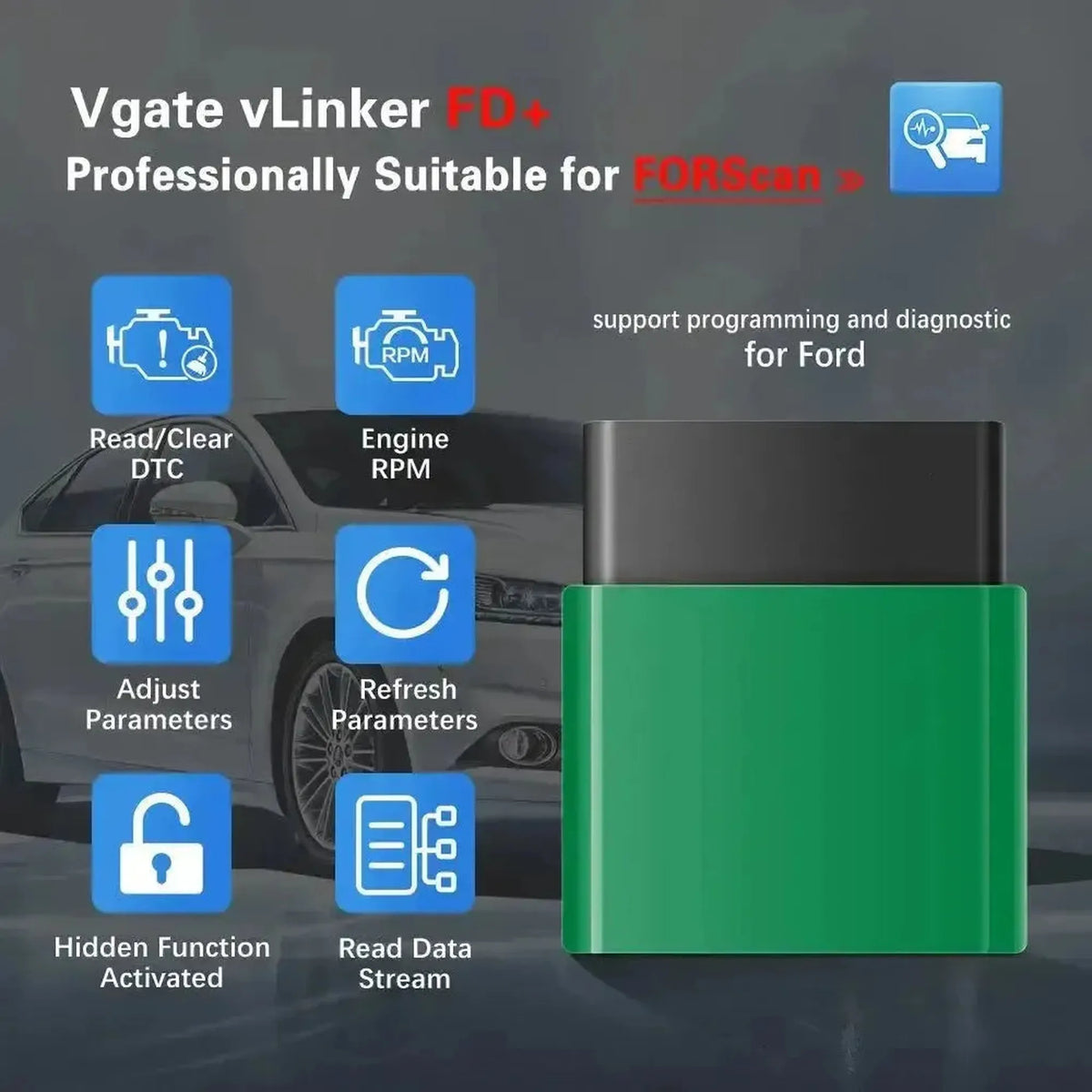 Vgate vLinker FD+ | ELM327-Grænseflade (Bluetooth 4.0)
