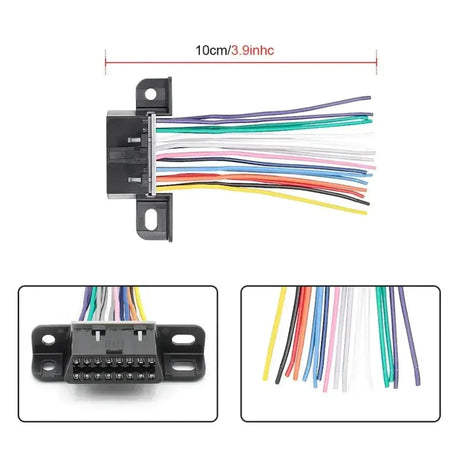 16-stifts OBD2 Port (hun) med 16 åbne endekabler (10 cm) | Tilbehør