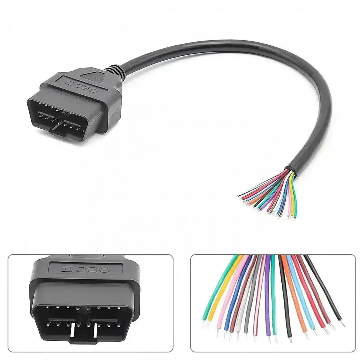 16-bents OBD2-stik (han) med 16 åbne endekabler (30 cm) | Tilbehør