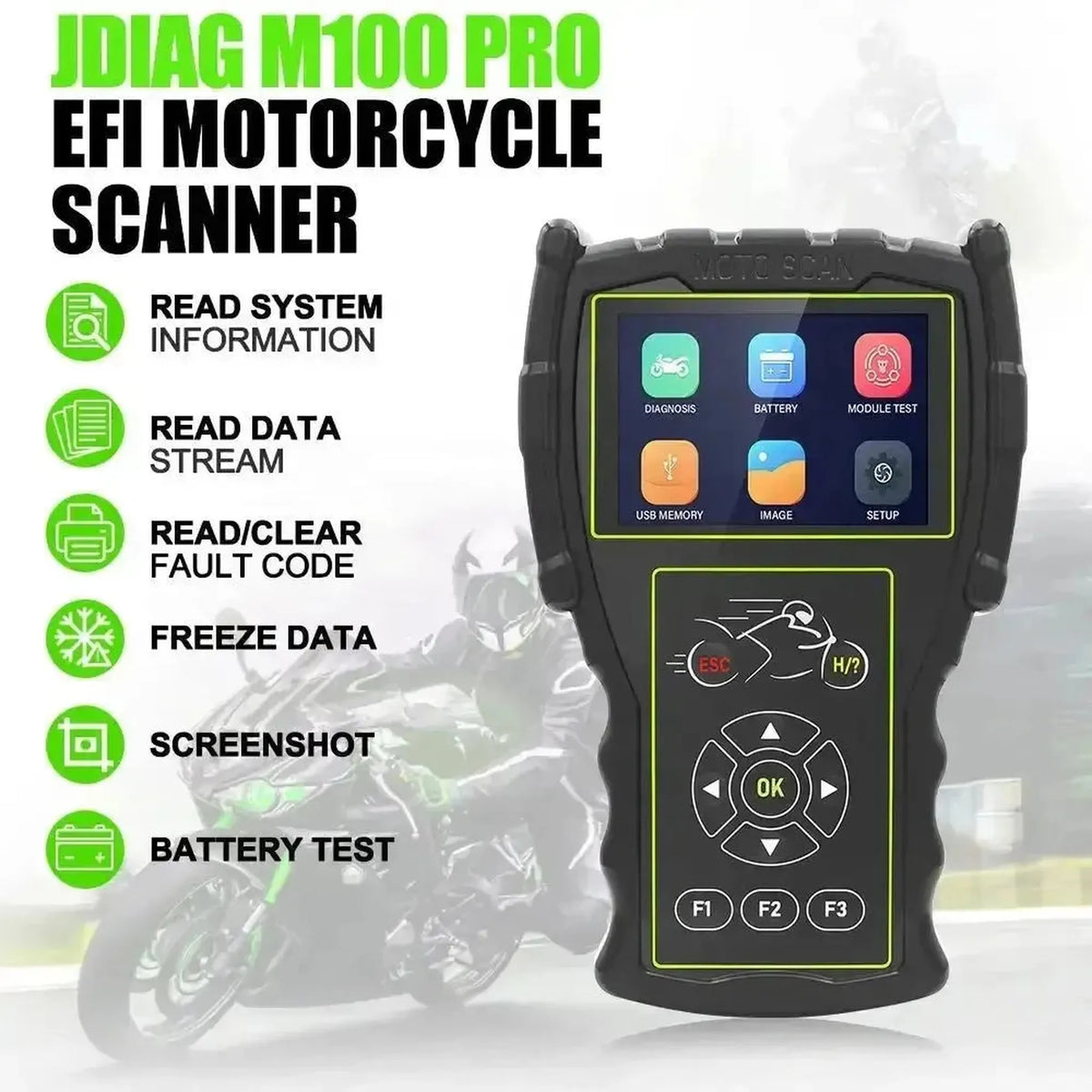 JDiag M100 Pro motorcykelscanner